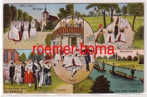 17961 Mehrbild Ak Gruss aus dem Spreewald Gebräuche Von der Wiege zum Grabe 1938