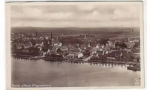 09298 Ak Ketzin an der Havel Fliegeraufnahme um 1940