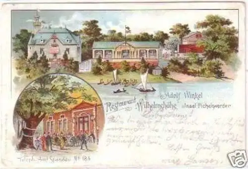 28463 Ak Lithographie Restaurant Insel Pichelswerder