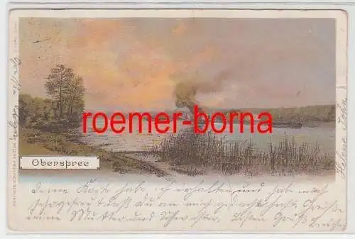 73158 Künstler Ak Oberspree Spreeansicht mit Booten 1902