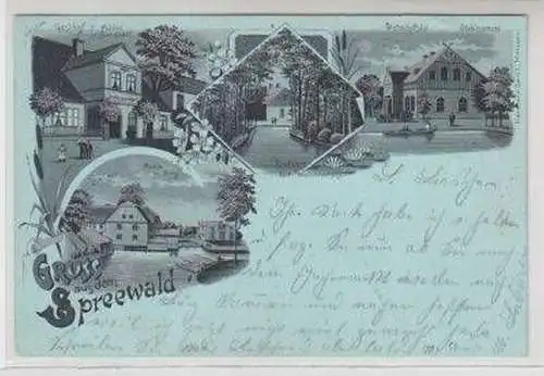 49856 Mondscheinkarte Gruß aus dem Spreewald 1899