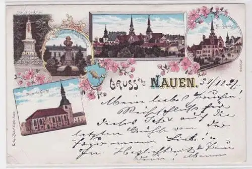 76425 Ak Lithographie Gruß aus Nauen Königsplatz usw. 1897