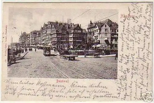 07639 Ak Hamburg Baumwall mit Straßenbahn 1905