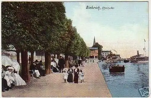 06706 Ak Biebrich am Rheinufer um 1920