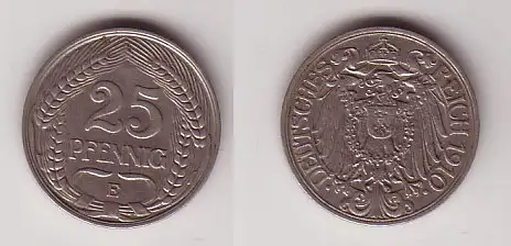 25 Pfennig Nickel Münze 1910 E Jäger 18 (114428)