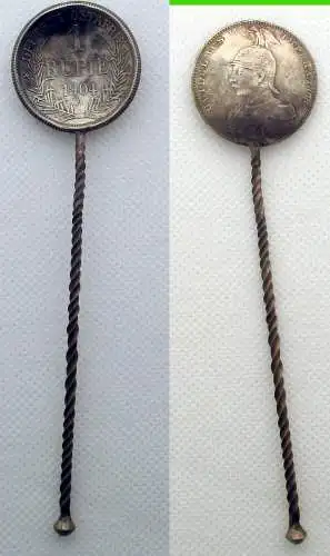 Patriotika Löffel gefertigt aus 1 Rupie Deutsch Ostafrika 1904 A Silber (109644)