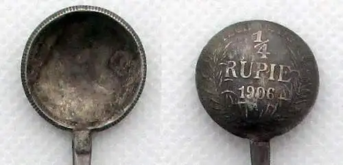 Patriotika Löffel gefertigt aus 1/4 Rupie Deutsch Ostafrika 1906 Silber (100740)