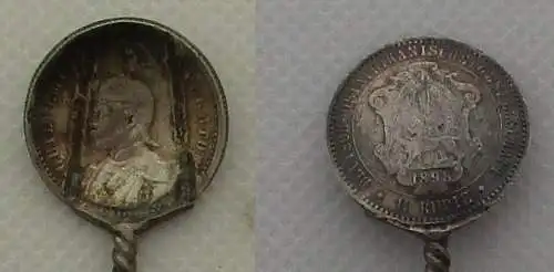 Patriotika Löffel gefertigt aus 1/4 Rupie Deutsch Ostafrika 1898 Silber (103267)
