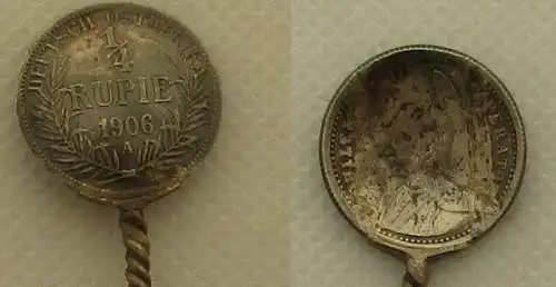 Patriotika Löffel gefertigt aus 1/4 Rupie Deutsch Ostafrika 1906 Silber (100588)