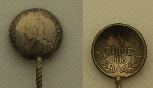 Patriotika Löffel gefertigt aus 1/4 Rupie Deutsch Ostafrika 1910 Silber (100853)