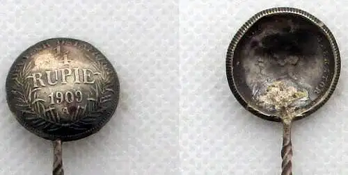 Patriotika Löffel gefertigt aus 1/4 Rupie Deutsch Ostafrika 1909 Silber (101776)