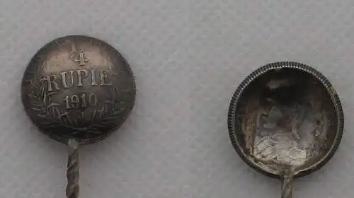 Patriotika Löffel gefertigt aus 1/4 Rupie Deutsch Ostafrika 1910 Silber (100825)