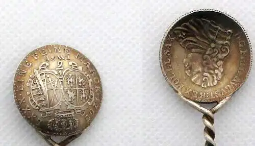 Löffel gefertigt aus 1/6 Taler Sachsen-Polen 1763 FWôF Dresden Silber (103385)