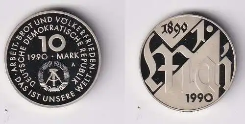 DDR Gedenk Münze 10 Mark 100.Jahre 1.Mai Feiertag 1990 PP (170609)