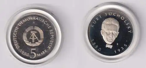 DDR Gedenk Münze 5 Mark Kurt Tucholsky 1990 PP (170600)