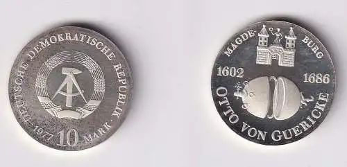 DDR Gedenk Münze 10 Mark Otto von Guericke 1977 Silber PP (170433)