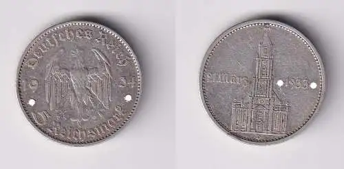 5 Mark Silber Münze 3. Reich Garnisonkirche mit Datum 1934 D Jäger 356 (170530)