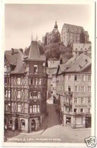 00180 Ak Marburg a.d. Lahn Marktplatz mit Schloß 1953