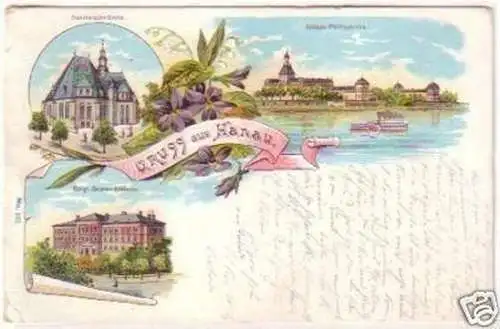 25331 Ak Lithographie Gruss aus Hanau 1903