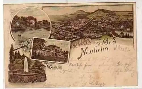 40240 Ak Lithographie Gruss aus Bad Nauheim 1897