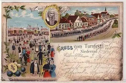 39611 Ak Lithographie Gruß vom Turnfest Niederrad 1903