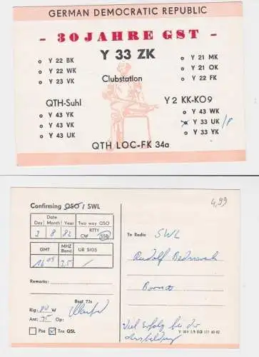 84037 QTH Funker Karte Suhl Clubstation 30 Jahre GST 1982