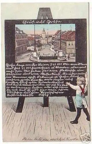 16338 Schultafel mit Kind Ak Gruß aus Gotha 1909
