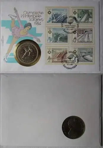 Numisbrief 1984 1 Crown Münze Isle of Man Olympiade Sarajevo Stgl. (111956)