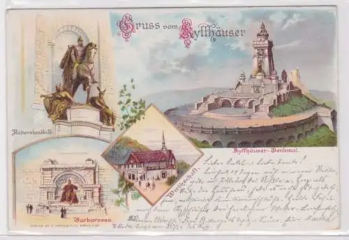 51943 AK Gruss vom Kyffhäuser - Reiterstandbild, Barbarossa, Kyffhäuser-Denkmal