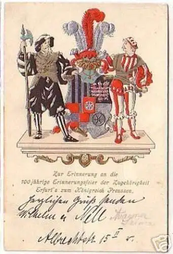15906 Ak Erfurts Zugehörigkeit zu Preussen 1802-1902