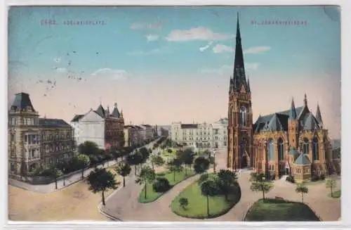 95531 AK Gera Adelheidplatz mit St. Johanniskirche um 1920