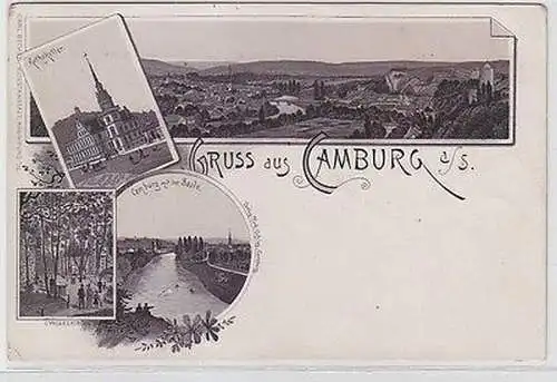 61728 Ak Lithografie Gruss aus Camburg a.d. Saale um 1900