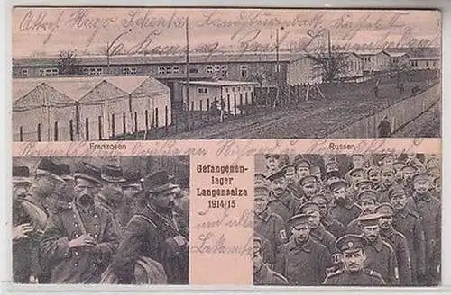 65075 Feldpost Ak Gefangenenlager Langensalza Franzosen und Russen 1914/15