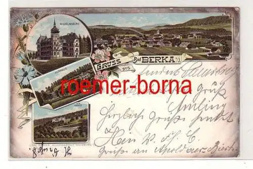 73332 Ak Lithographie Gruss aus Bad Berka a.J. Wilhelmsburg, Kurhaus, Hardt 1899