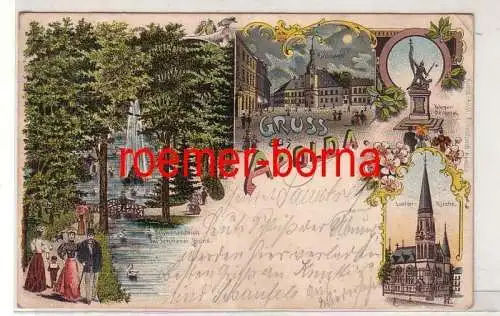 68688 Ak Lithographie Gruss aus Apolda Rathaus, Lutherkirche, Schwanenteich 1899