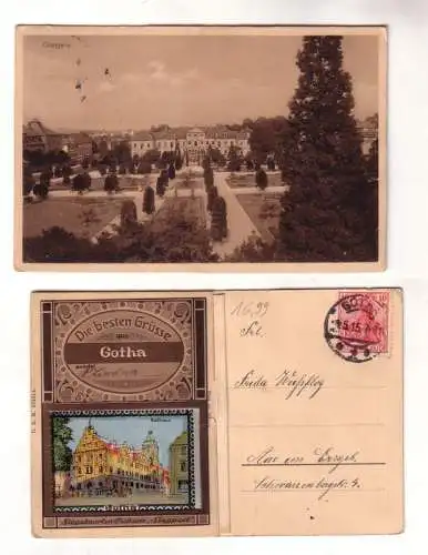58291 Siegelmarkenpostkarte Die besten Grüße aus Gotha 1915