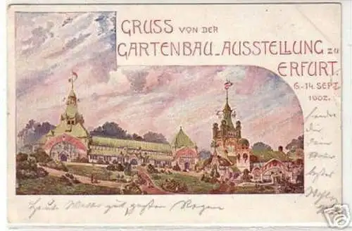 03912 Ak Gruß von der Gartenbau Austellung Erfurt 1902