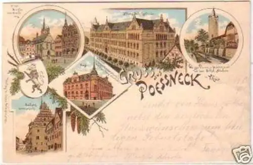 23216 Ak Lithographie Gruss aus Pössneck in Thür.1901
