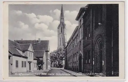 35678 AK Gräfenhainichen Bezirk Halle - Schulstraße & Stadtkirche St.Marien 1941