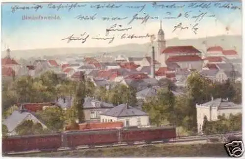 27844 Ak Bischofswerda Totalansicht mit Bahnlinie 1913