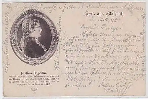 63349 Ak Gruß aus Blasewitz Justina Segedin "Gustel aus Blasewitz" 1898