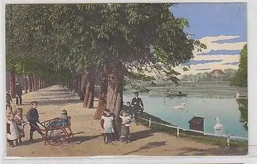25462 Ak Borna Park Partie am breiten Teich 1911