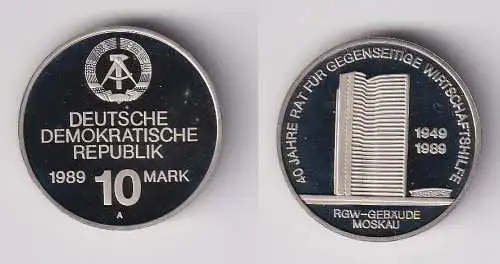 DDR Gedenk Münze 10 Mark Rat für gegens. Wirtschaftshilfe RGW 1989 PP (170621)