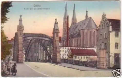 21642 Ak Görlitz Partie bei der Altstadtbrücke um 1910