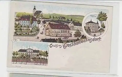35158 Ak Lithographie Gruß aus Grosshartmannsdorf 1905