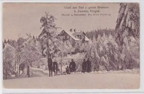 60198 Ak Gruß aus Bad z. guten Brunnen bei Zwönitz im Erzgebirge um 1908