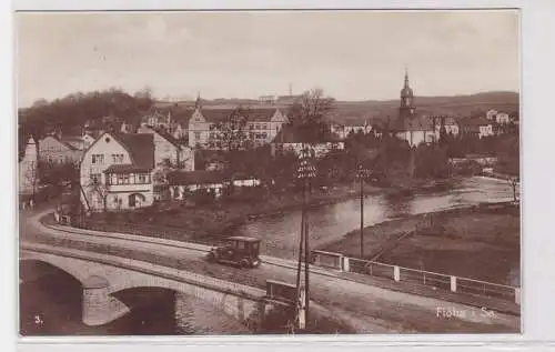 86731 Ak Flöha in Sachsen Brücke mit Auto 1930