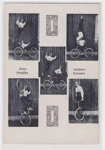 94156 Mehrbild Ak Leuben-Dresden Gebrüder Fritzsche Kunstrad Artistik um 1920