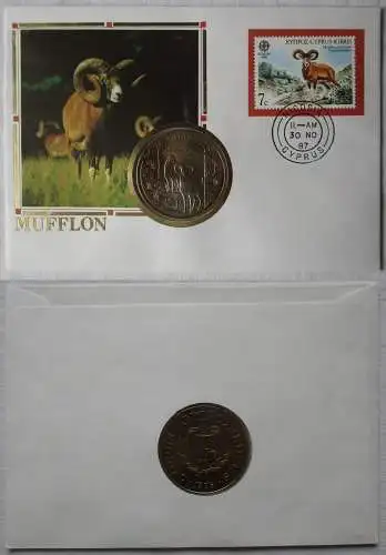 Numisbrief mit 1 Pfund Münze Zypern 25.jähr.Jubiläum WWF 1986 Stgl. (110360)