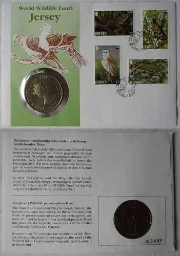 Numisbrief mit 2 Pfund Münze Jersey 25.jähr.Jubiläum WWF 1987 Stgl. (118937)